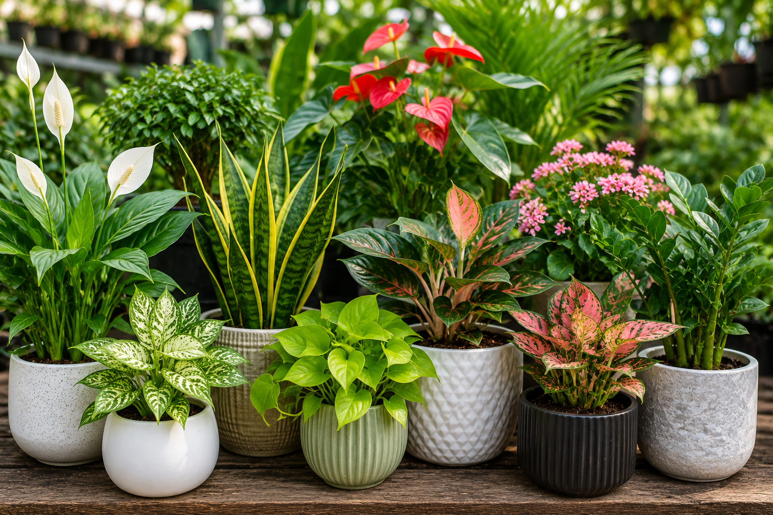 Indoor and ornamental plants displayed at Divya Vigna Sri Nursery Exports, Kadiyam Plant Nursery
