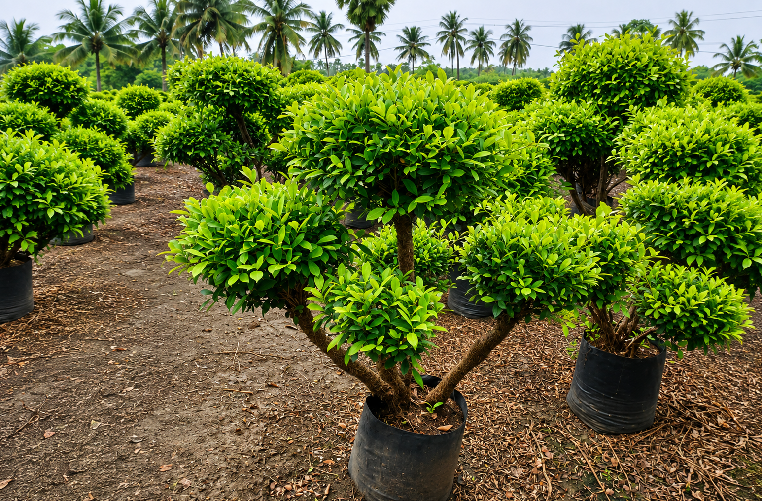 Export-quality fruit plants at Divya Vigna Sri Nursery Exports